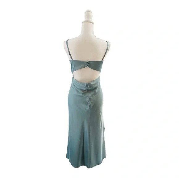 Petal & Pup NEW Cut Out Blue Satin Formal Midi Dress Size XL - Picture 7 of 11